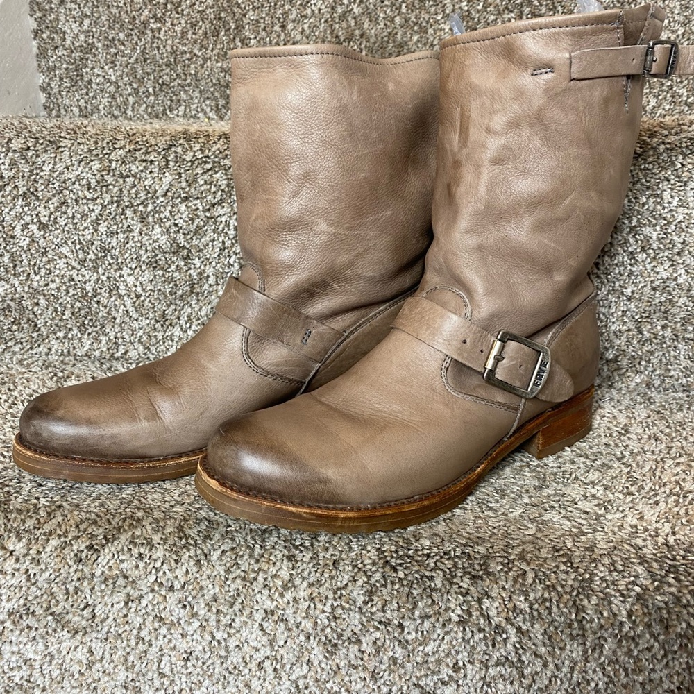 Frye Brown Leather Combat Boots